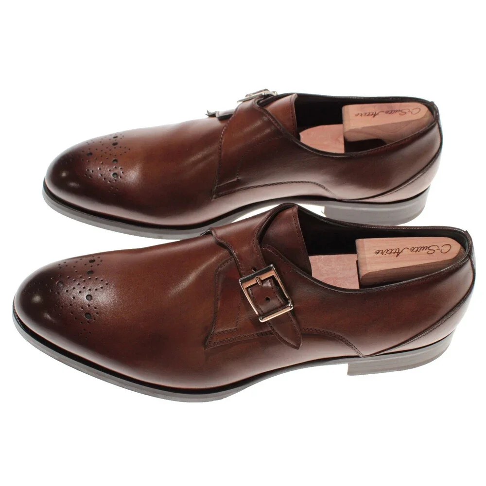 Pastori NWB Single Monk Strap Dress Shoes Size 10.5 US in Brown Leather